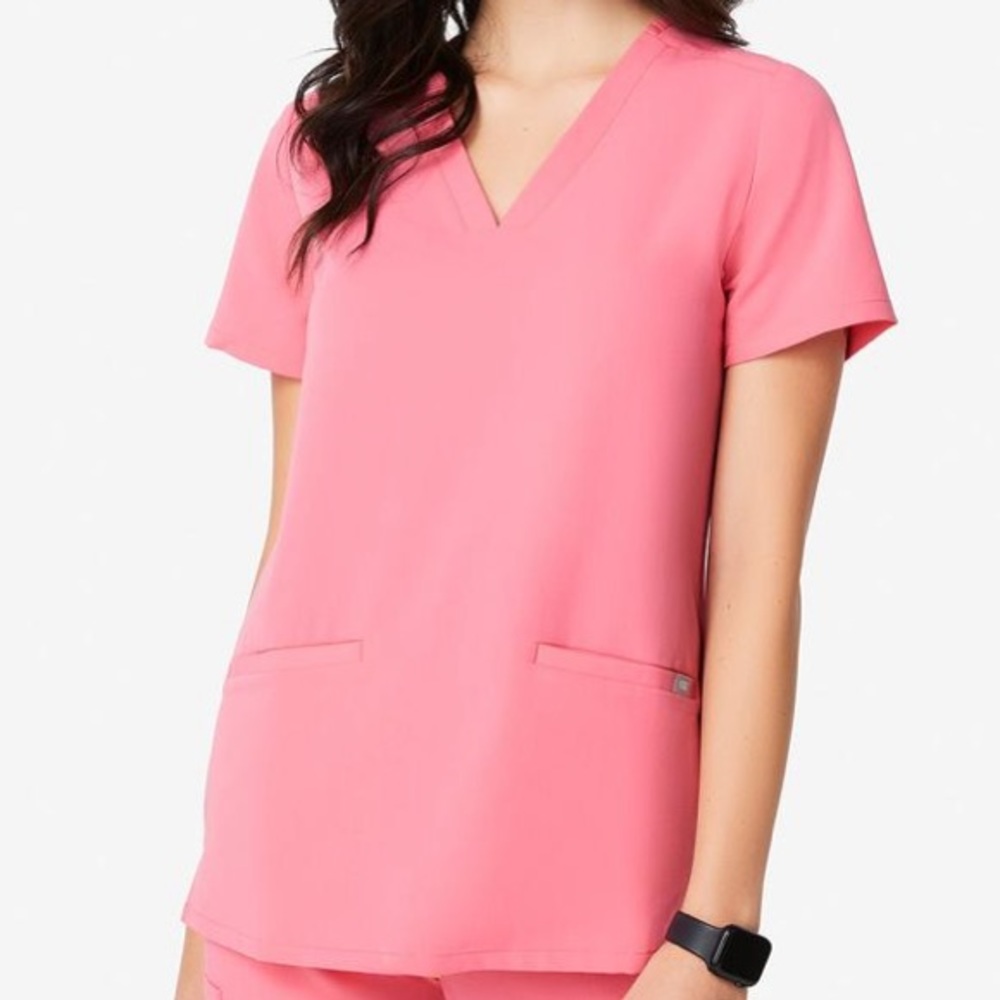 Figs Neon Pink Casma 3 scrub top